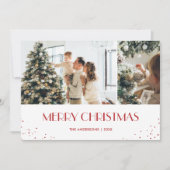 Foto van Modern Red Snowy Merry 2 Feestdagenkaart (Voorkant)