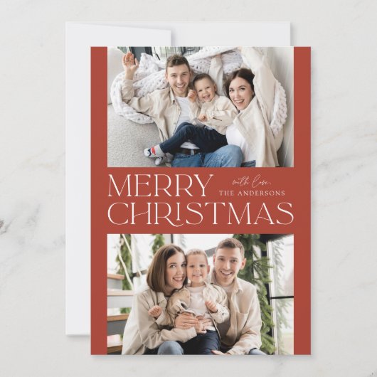 Foto van Modern Rust Merry 2 Feestdagenkaart (Voorkant)