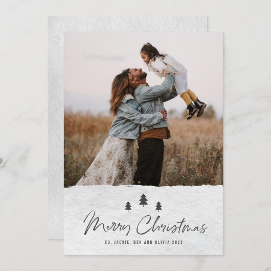 Foto van Modern Rustic Merry 2 Feestdagenkaart (Voorkant / Achterkant)