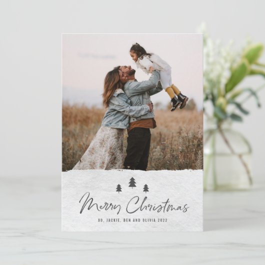 Foto van Modern Rustic Merry 2 Feestdagenkaart (Staand voorkant)