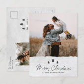 Foto van Modern Rustic Merry 2 Feestdagenkaart (Voorkant / Achterkant)