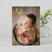 Foto van modern script - Bedankt geboorteaankondig Folie Uitnodiging (Staand Voorkant)