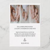 Foto van modern script - Bedankt geboorteaankondig Folie Uitnodiging (Achterkant)