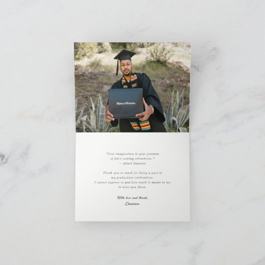 Foto van Modern Sketch Graduation Cap Kraft Afstud Bedankkaart (Binnen)