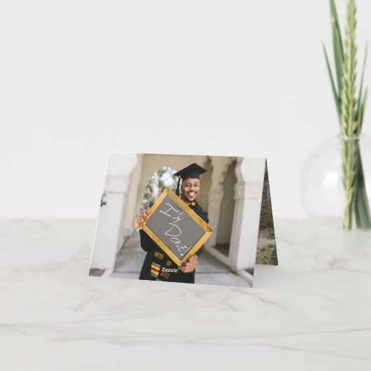 Foto van Modern Sketch Graduation Cap Kraft Afstud Bedankkaart (Achterkant)