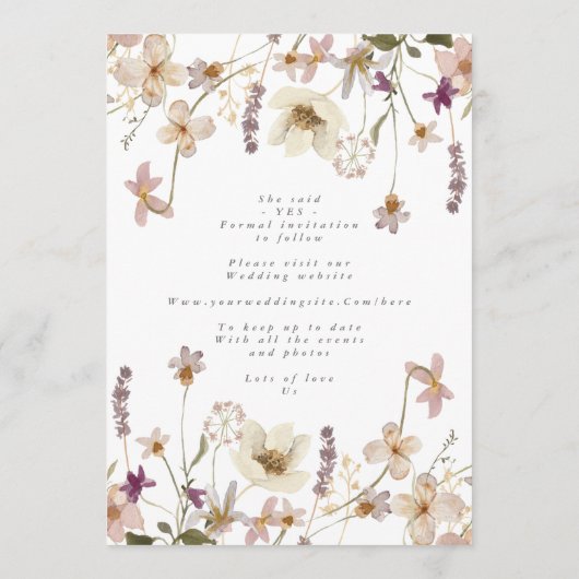 Foto van Modern Spring Elegant Wildflower Boho Save The Date (Achterkant)