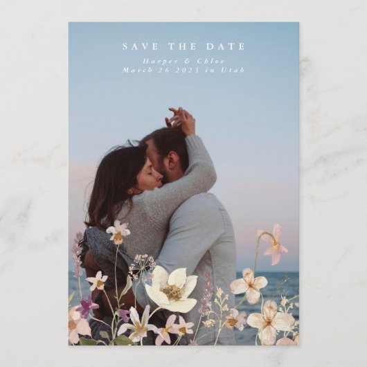 Foto van Modern Spring Elegant Wildflower Boho Save The Date (Voorkant)