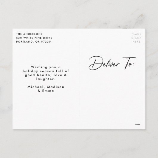 Foto van modern tekenscript feestdagenkaart (Achterkant)