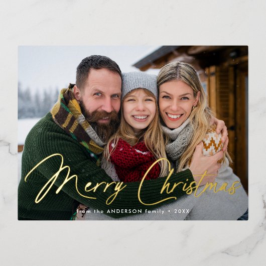 Foto van modern tekenscript folie feestdagen briefkaart (Voorkant)