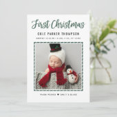 Foto van moderne baby's met eerste kerstmis feestdagenkaart (Staand voorkant)