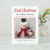 Foto van moderne baby's met eerste Kerstmis Feestdagenkaart (Staand voorkant)