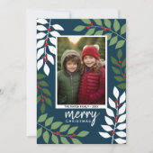 Foto van moderne bessen met eucalyptustakken Kerst Feestdagenkaart (Voorkant)