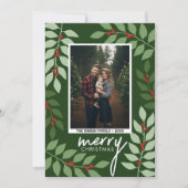 Foto van moderne bessen met eucalyptustakken Kerst Feestdagenkaart (Voorkant)