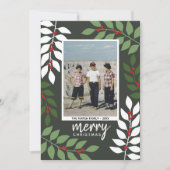 Foto van moderne bessen met eucalyptustakken Kerst Feestdagenkaart (Voorkant)