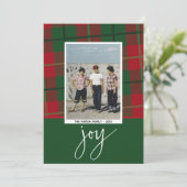 Foto van moderne bessen met kerstrood groen licht feestdagenkaart (Staand voorkant)