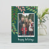 Foto van moderne bessentakken - Happy Feestdagenkaart (Staand voorkant)