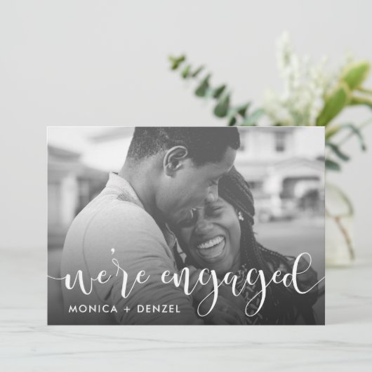 Foto van moderne Chalkboard- en Script Engagement Kaart (Staand voorkant)