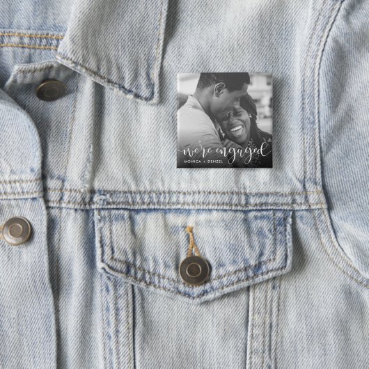 Foto van moderne Chalkboard- en Script Engagement Vierkante Button 5,1 Cm (In situ)