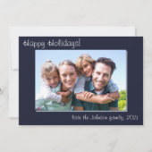 Foto van moderne eenvoudige familie Prettige feest Feestdagenkaart (Voorkant)