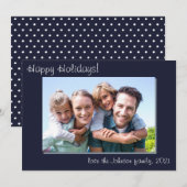 Foto van moderne eenvoudige familie Prettige feest Feestdagenkaart (Voorkant / Achterkant)