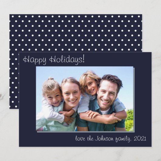 Foto van moderne eenvoudige familie Prettige feest Feestdagenkaart (Voorkant / Achterkant)