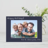 Foto van moderne eenvoudige familie Prettige feest Feestdagenkaart (Staand voorkant)