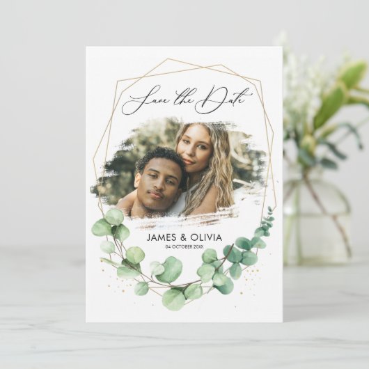 Foto van moderne elegant, behalve de date rustige  save the date (Staand voorkant)