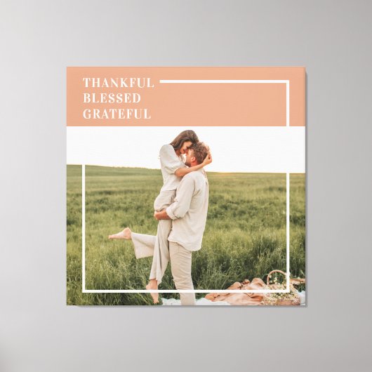 Foto van moderne familie | Dankful Blessed Gratefu Canvas Afdruk (Voorkant)
