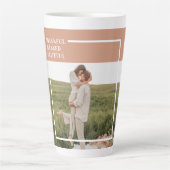 Foto van moderne familie | Dankful Blessed Gratefu Latte Mok (Voorkant)