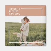 Foto van moderne familie | Dankful Blessed Gratefu Magneet (Voorkant)