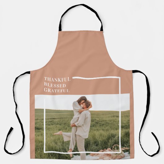 Foto van moderne familie | Dankful Blessed Gratefu Schort (Voorkant)