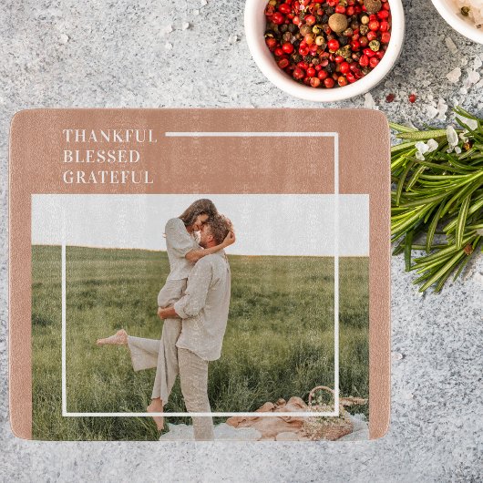 Foto van moderne familie | Dankful Blessed Gratefu Snijplank