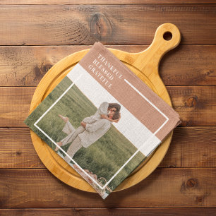 Foto van moderne familie   Dankful Blessed Gratefu Theedoek