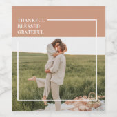 Foto van moderne familie | Dankful Blessed Gratefu Wijn Etiket (Enkel label)