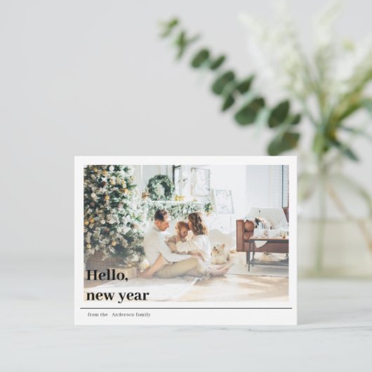 Foto van moderne familie | Hallo nieuwjaar Briefka Briefkaart (Staand voorkant)