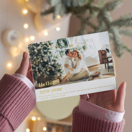 Foto van moderne familie | Hallo nieuwjaar Briefka Folie Feestdagen Briefkaart