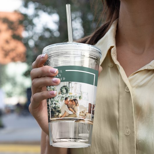 Foto van moderne familie | Joyful Merry Blessed |  Acryl Drinkbeker