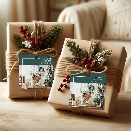 Foto van moderne familie | Joyful Merry Blessed | Bedankjes Labels