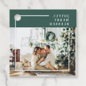 Foto van moderne familie | Joyful Merry Blessed | Bedankjes Labels (Voorkant)