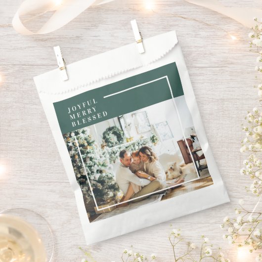 Foto van moderne familie | Joyful Merry Blessed | Bedankzakje (Geknipt)