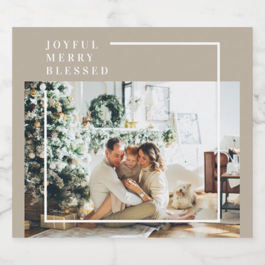 Foto van moderne familie | Joyful Merry Blessed Bier Etiket (Enkel label)