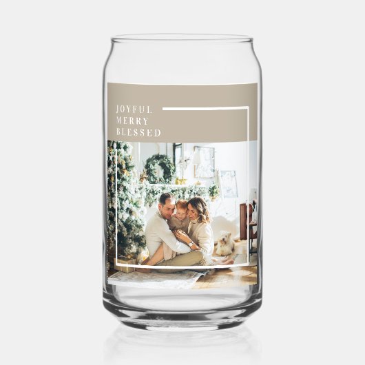 Foto van moderne familie | Joyful Merry Blessed Blikvorm Glas (Voorkant)