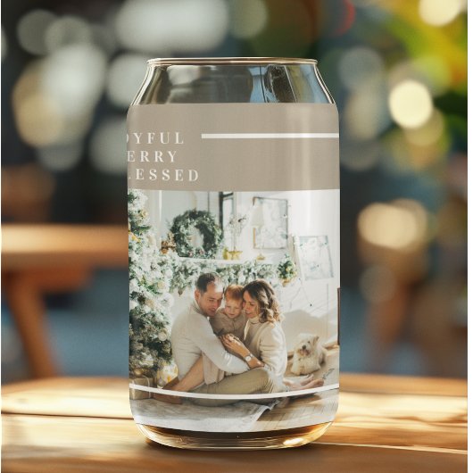 Foto van moderne familie | Joyful Merry Blessed Blikvorm Glas