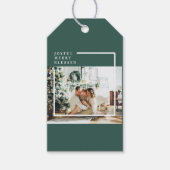 Foto van moderne familie | Joyful Merry Blessed |  Cadeaulabel (Voorkant)