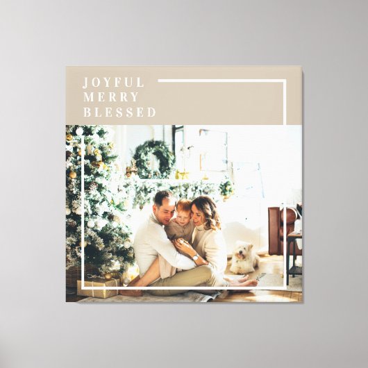 Foto van moderne familie | Joyful Merry Blessed Canvas Afdruk (Voorkant)