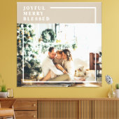 Foto van moderne familie | Joyful Merry Blessed Canvas Afdruk (Insitu (Woonkamer))