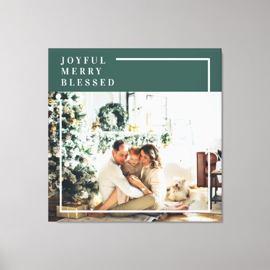 Foto van moderne familie | Joyful Merry Blessed | Canvas Afdruk (Voorkant)