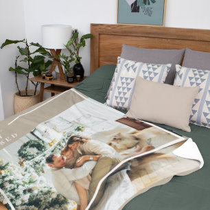 Foto van moderne familie Joyful Merry Blessed Fleece Deken