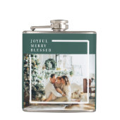 Foto van moderne familie | Joyful Merry Blessed |  Heupfles (Voorkant)