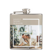 Foto van moderne familie | Joyful Merry Blessed Heupfles (Voorkant)